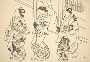 Three Courtesans and a Kamuro Strolling in the Street. Creator: Unknown