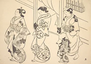 Three Courtesans and a Kamuro Strolling in the Street. Creator: Unknown Three Courtesans and a Kamuro Strolling in the Street. Creator: Unknown
