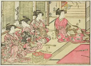 Courtesans of Kiriya, from the book Mirror of Beautiful Women of the Pleasure Quarters... 1776. Creator: Shunsho. Courtesans of Kiriya, from the book Mirror of Beautiful Women of the Pleasure Quarters... 1776. Creator: Shunsho