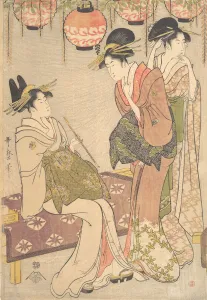 Three Courtesans, late 18th-early 19th century. Creator: Kitagawa Utamaro