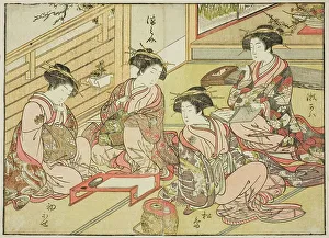 Courtesans of the Matsubaya, from the book Mirror of Beautiful Women of the Pleasure... 1776. Creator: Shunsho. Courtesans of the Matsubaya, from the book Mirror of Beautiful Women of the Pleasure... 1776. Creator: Shunsho