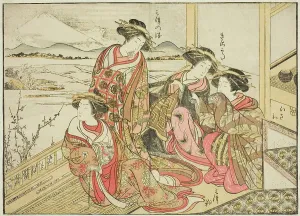 Whispering Prints: Courtesans of the Obishiya, from the book Mirror of Beautiful Women of the Pleasure