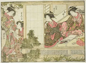 Sliding Door Prints: Courtesans of Oebuji, from the book Mirror of Beautiful Women of the Pleasure Quarters