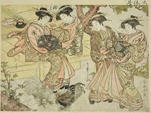 Cock Fight Prints: Courtesans of Ogiya, from the book Mirror of Beautiful Women of the Pleasure Quarters