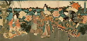 Peony Prints: Courtesans in a Peony Garden, mid-19th century. Creator: Unknown