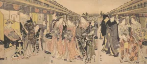 Red Light District Prints: Courtesans Promenading on the Nakanocho in Yoshiwara, ca. 1795
