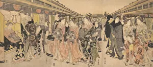 Yoshiwara Gallery: Courtesans Promenading on the Nakanocho in Yoshiwara, ca. 1795