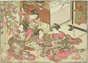 Courtesans of Shin Kanaya, from the book Mirror of Beautiful Women of the Pleasure... 1776. Creator: Shunsho. Courtesans of Shin Kanaya, from the book Mirror of Beautiful Women of the Pleasure... 1776. Creator: Shunsho