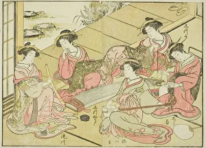 Zither Prints: Courtesans of the Tamaya, from the book Mirror of Beautiful Women of the Pleasure Quarters