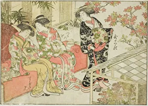 Courtesans of Tsuruya, from the book Mirror of Beautiful Women of the Pleasure Quarters... 1776. Creator: Shunsho. Courtesans of Tsuruya, from the book Mirror of Beautiful Women of the Pleasure Quarters... 1776. Creator: Shunsho