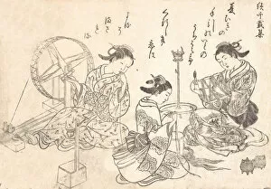 Winding Gallery: Three Courtesans Weaving Silk. Creator: Nishikawa Sukenobu