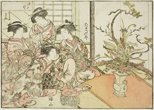 Admiring Prints: Courtesans of Yotsumaya, from the book Mirror of Beautiful Women of the Pleasure Quarters