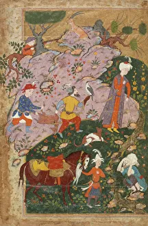 Falcon Prints: Courtier and Attendants in a Landscape
