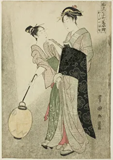 Courting Komachi (Kayoi Komachi), from the series Seven Fashionable Figures of Ono... about 1792. Creator: Utagawa Toyokuni I