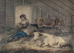 Cowshed Gallery: Courtship in a Cowshed, c1801. Artist: Julius Caesar Ibbetson