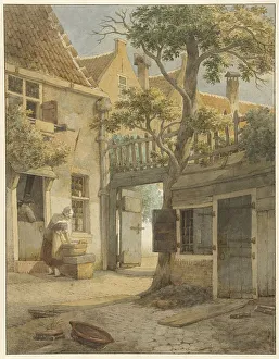 Courtyard in Amsterdam, 1814. Creator: Daniel Kerkhoff