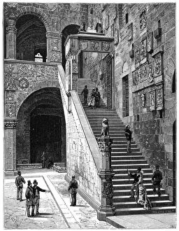 Images Dated 16th April 2008: The courtyard of the Bargello, Florence, Italy, 1882