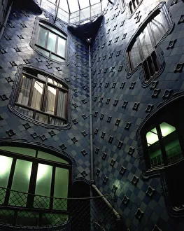 Antoni Prints: Courtyard of the Batllo House, built between 1904 and 1907 by Antoni Gaudi i Cornet