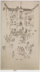Brussels Belgium Prints: The Courtyard, Brussels, 1887. Creator: James Abbott McNeill Whistler