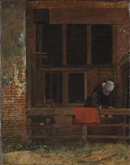 Maidservant Prints: A courtyard, c. 1660. Artist: Boursse, Esaias (1631-1672)
