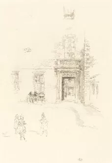 Lithograph In Black On Wove Paper Collection: Courtyard, Chelsea Hospital, 1888. Creator: James Abbott McNeill Whistler