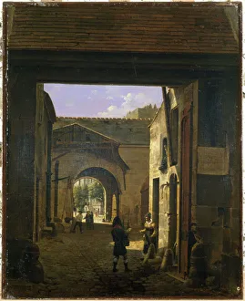 Courtyard of a coaching house, rue Saint-Denis, known as court Sainte-Catherine, 1815. Creator: Etienne Bouhot