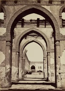 Cairo Prints: Courtyard of the Ibn Tulun Mosque, Cairo, between 1850 and 1895. Creator: Henri Bechard