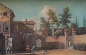 Courtyard of an Italian Villa, c1700 (1935). Artist: Marco Ricci