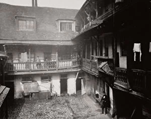 Warwick Lane Gallery: Courtyard at the Oxford Arms Inn, Warwick Lane, from the first floor, City of London, 1875