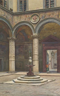 Cecchino Del Salviati Gallery: Courtyard of the Palazzo Vecchio, Florence, 19th century. Creator: Francesco Salviati