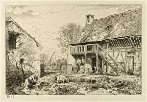 Courtyard of a Peasant Dwelling, 1846. Creator: Charles Emile Jacque
