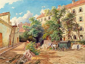 The courtyard of the police prison house on Theobaldgasse in Vienna, 1892. Creator: Franz Reinhold