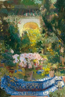 Country Estate Prints: The Courtyard of the Sorolla House, 1917. Artist: Sorolla y Bastida, Joaquin (1863-1923)