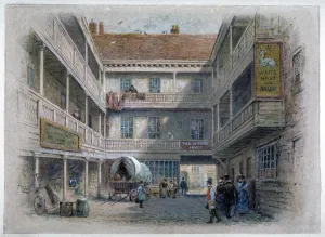 Courtyard of the White Hart Inn, Borough High Street, Southwark, London, c1860. Artist