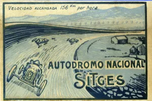 Speedway Prints: Cover of the advertising postcards notebook of the Autodromo Nacional de Terramar in Sitges