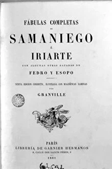Barcelonés Gallery: Cover of the book Fables by Felix Maria de Samaniego, 1881 edition