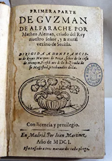 National Library Prints: Cover of the first part of the work Guzman Alfarache Mateo Aleman, published in 1601