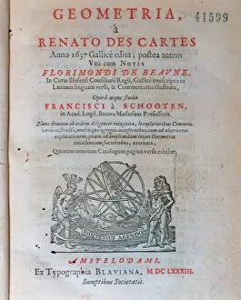 Library Of The University Gallery: Cover of Geometry by Descartes, Volume I, 1683 edition
