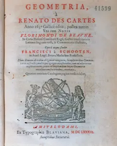 Library Of The University Gallery: Cover of Geometry by Descartes, Volume I, 1683 edition