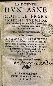 Tunisia Gallery: Cover of La Dispute d un Asne contre frere Anselme Turmeda, printed edition in Pamplona