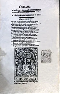 Catalan Literature Gallery: Cover of the Latin edition printed by Jean Petit in Paris in 1505, Libre d Amic e d Amat