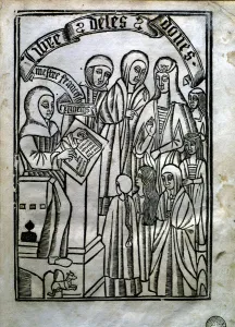 Catalan Literature Gallery: Cover of Llibre de les dones (Book of the women) where the Franciscan Eiximenis