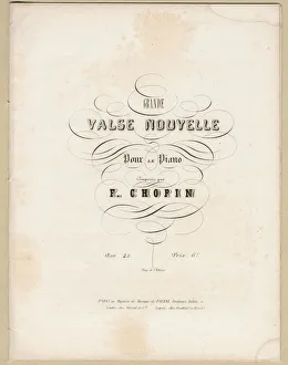 Chopin Prints: Cover page of first edition of the Grande Valse Nouvelle in A-flat Major, Op. 42, 1840