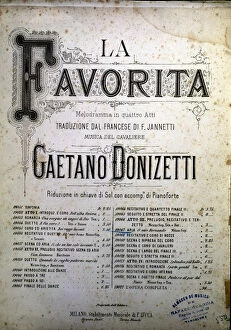 Donizetti Gallery: Cover of the score of the opera The Favourite by Gaetano Donizetti