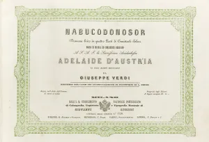Giuseppe 1813 1901 Prints: Cover of the score of the opera Nabucco by Giuseppe Verdi, 1842
