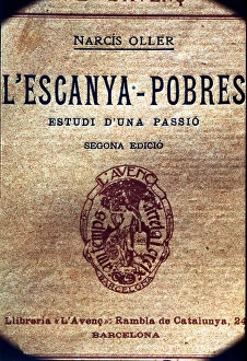 Catalan Literature Gallery: Cover of the second printed edition in Barcelona in 1909 of the work L Escanya Pobre