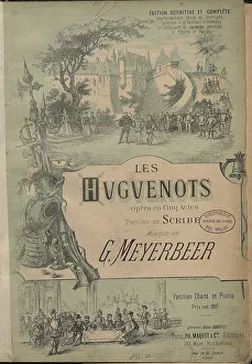 Cover of the vocal score of opera Les Huguenots by Giacomo Meyerbeer, 1890s. Creator: Anonymous
