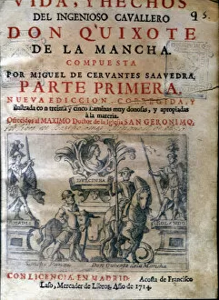 Miguel Collection: Cover of the work Vida y hechos del Ingenioso Caballero Don Quijote de la Mancha