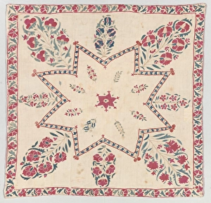 Star Pattern Prints: Cover Or Wrapping Cloth (Suzani), 1875-1900. Creator: Unknown