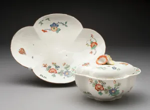 Tin Glaze Prints: Covered Bowl and Stand, Chantilly, c. 1735. Creator: Chantilly Porcelain Manufactory